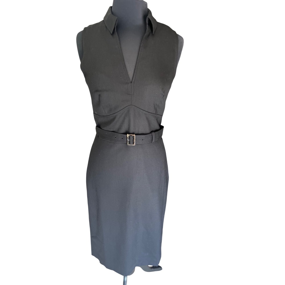 J.Crew Black Nova Fides Italian Wool Blend Belted Sheath Dress 4T Tall